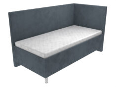 Elegantní jednolůžková čalouněná postel Anita s lamelovým roštem, úložným prostorem a hladkým čelem.