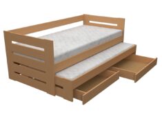 Masivní dřevěná postel Lada s roštem a úložným prostorem. Konstrukce z poctivé bukové přírodní dřeviny.